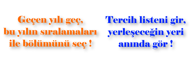 Geçen yılı geç, bu yılın sıralamaları ile bölümünü seç! Tercih listeni gir, yerleşeceğin yeri anında gör!
